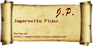 Jagerovits Piusz névjegykártya